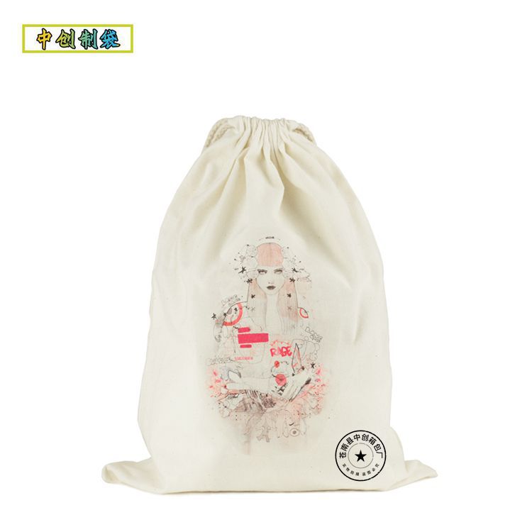 定做棉布束口袋 礼品帆布束口杯袋 帆布白色手提棉布抽绳袋