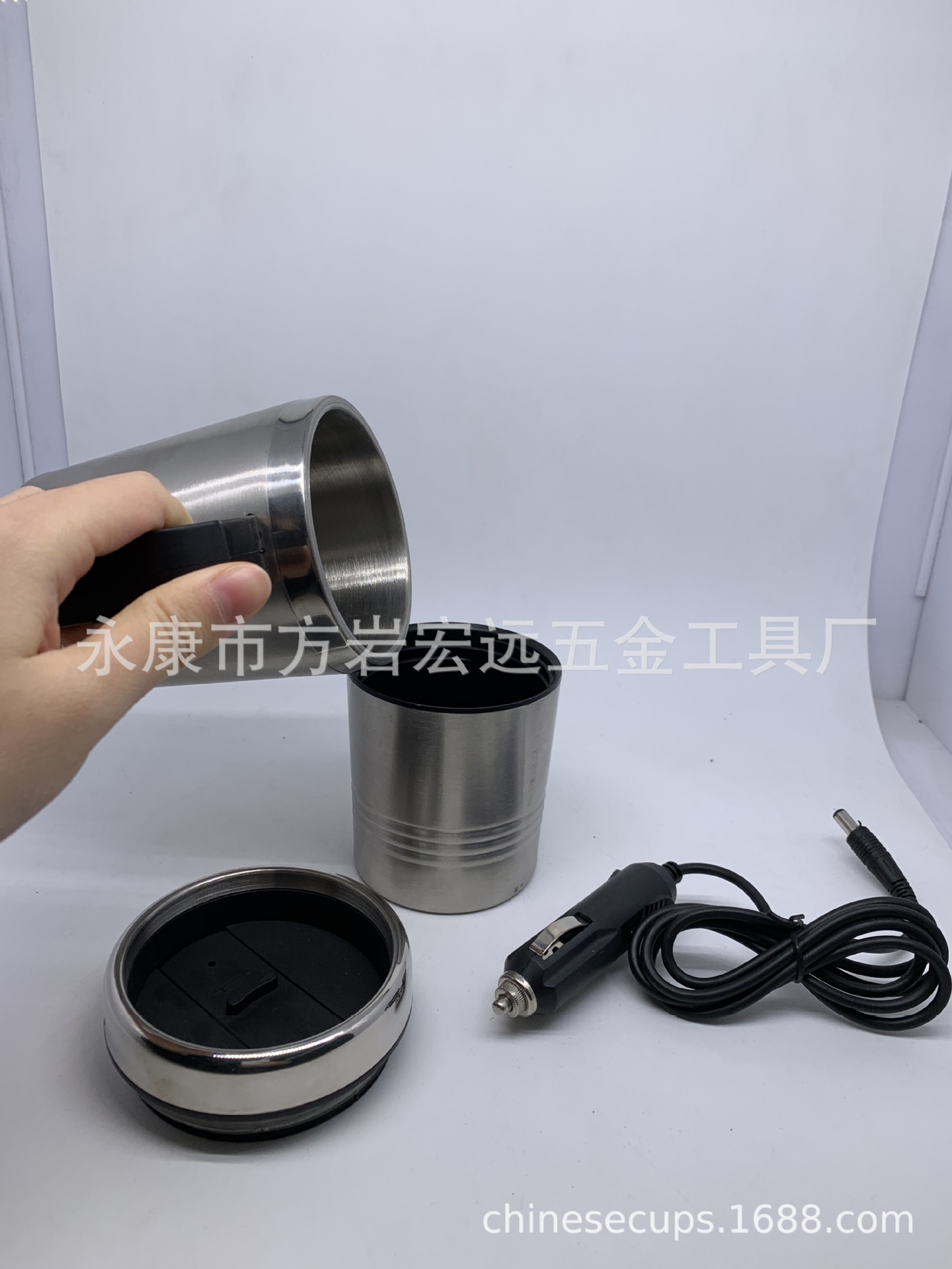 Taza calefactora para coche de 12V Taza calefactora para coche Taza calefactora para coche de acero inoxidable de doble capa Taza termo para coche