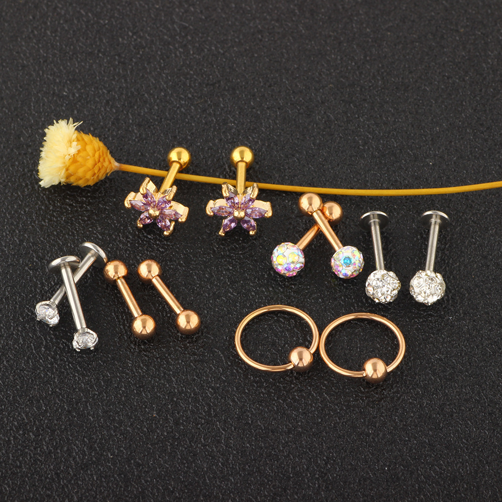 Heart Shape Stainless Steel Ear Stud Set - Ear Clip & Ear Bone Piercing Jewelry for Women Men detail image 12