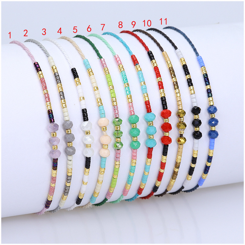 Rétro Géométrique Cristal Artificiel Perle De Rocaille Corde Femmes Bracelets À Cordon display picture 2