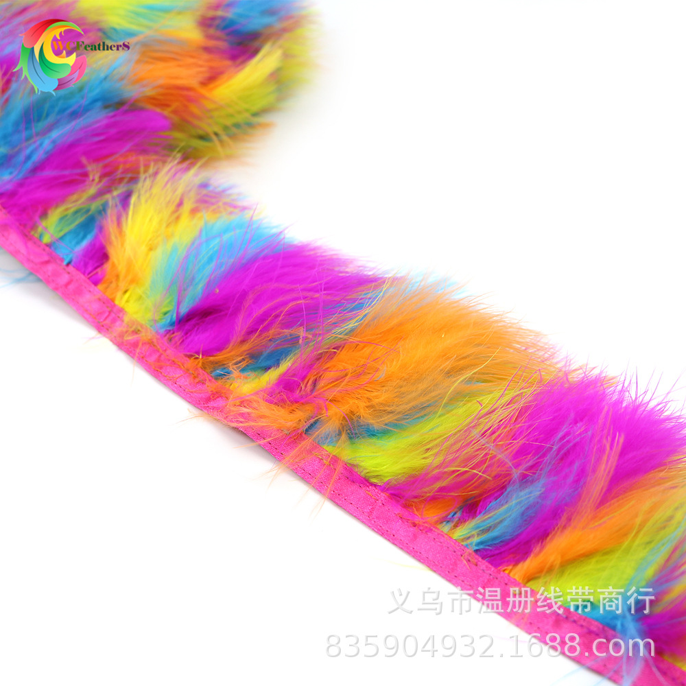 温册羽毛供应各色火鸡毛血管绒布边服装鞋帽线衣配羽毛咖啡色现货详情图17