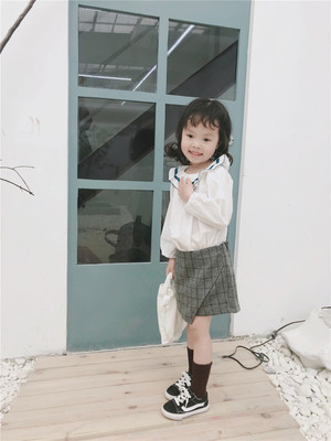 2019 Spring girl T-shirts shirt baby Lotus leaf collar shirt temperament Baby unlined upper garment Base coat