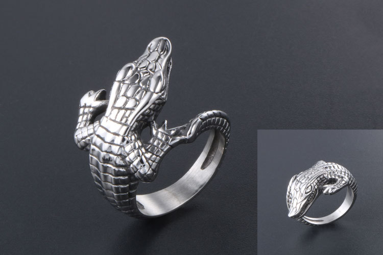 Classic Style Crocodile Titanium Steel Polishing Men's Rings display picture 2