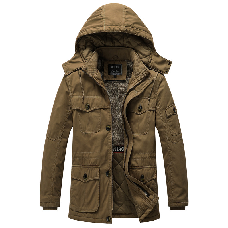 AliExpress invierno nueva chaqueta de los hombres de la capa de lana forrada engrosada con capucha lavada a prueba de frío ropa de los hombres Amazon comercio exterior