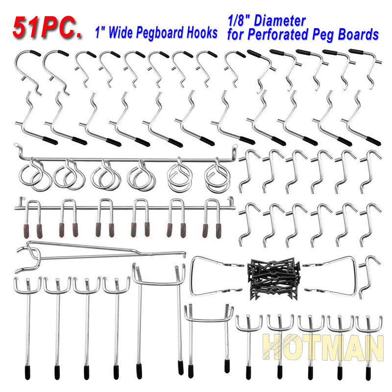 51件套美规洞洞板挂钩组套美式货架挂钩 S够 孔板挂钩组套