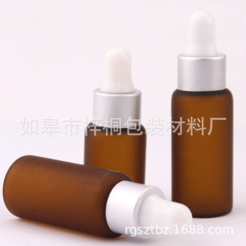精华液玻璃瓶 5ml 10ml 透明茶色磨砂精油瓶 精油玻璃瓶 滴管瓶