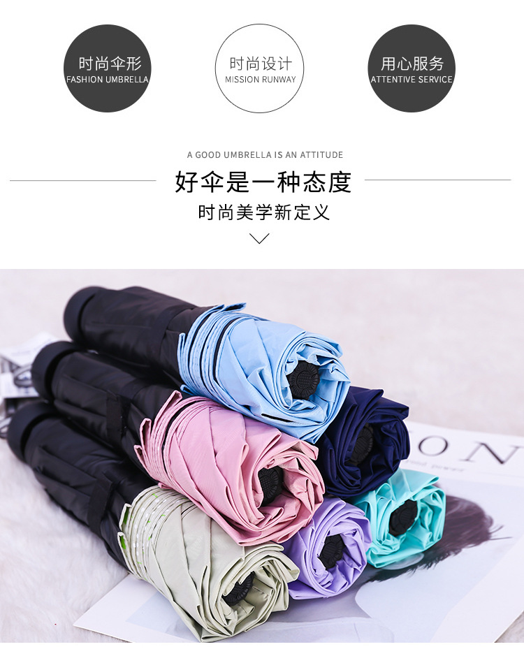 2019创意新款夏天户外防紫外线太阳伞黑胶防晒遮阳伞三折伞定制详情图2