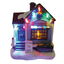 歐式聖誕裝飾發光纖小房子老公雪人  室內家居風格樹脂工藝品擺件