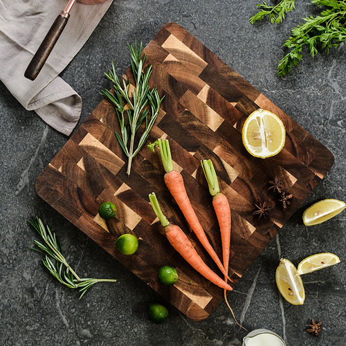 Factory direct sales acacia wood cutting board home kitchen large solid wood durable geometric square splicing wooden cutting board