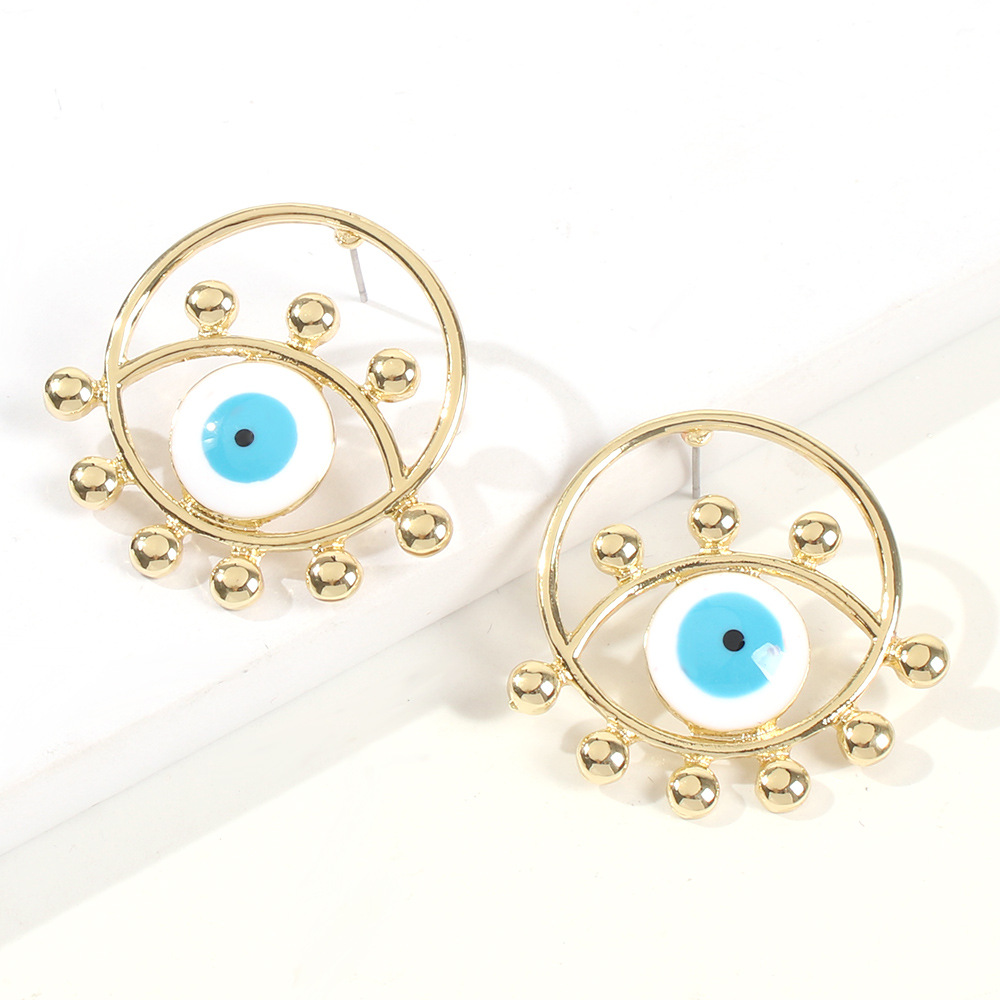 Jewelry Geometric Round Alloy Drop Oil Devil&#39;s Eye Retro Earrings display picture 7