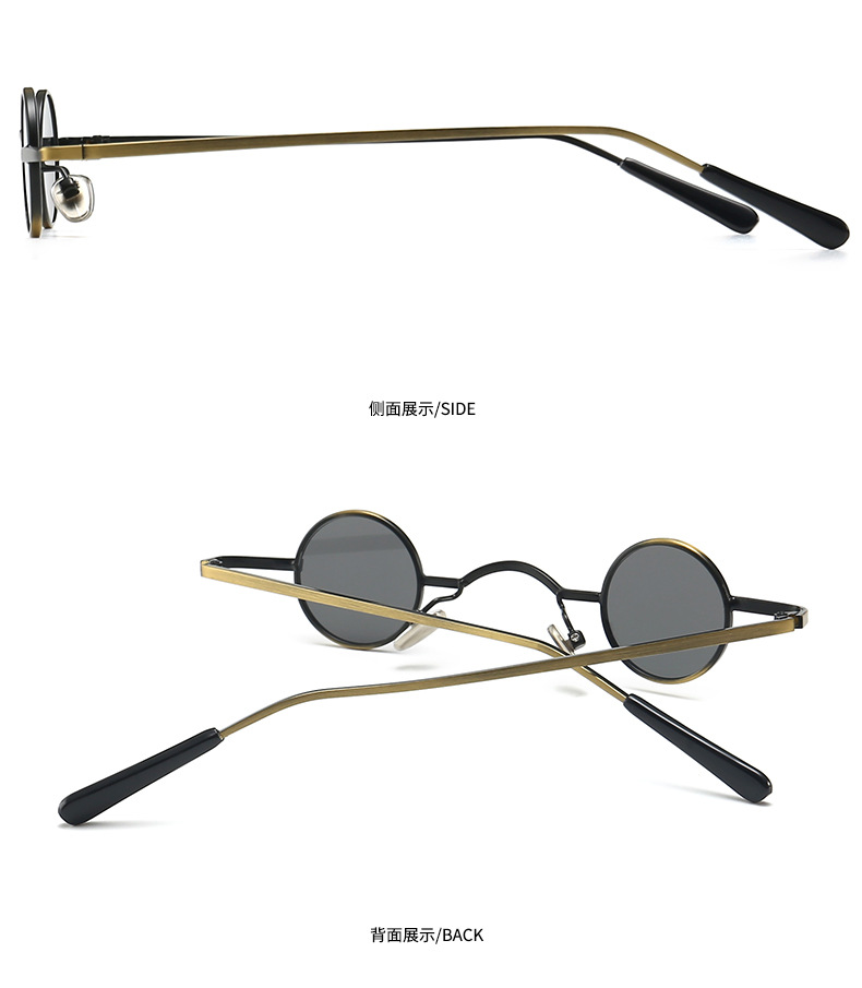 Cross-border Foreign Trade Steampunk Retro Round Narrow Lens Sunglasses display picture 14
