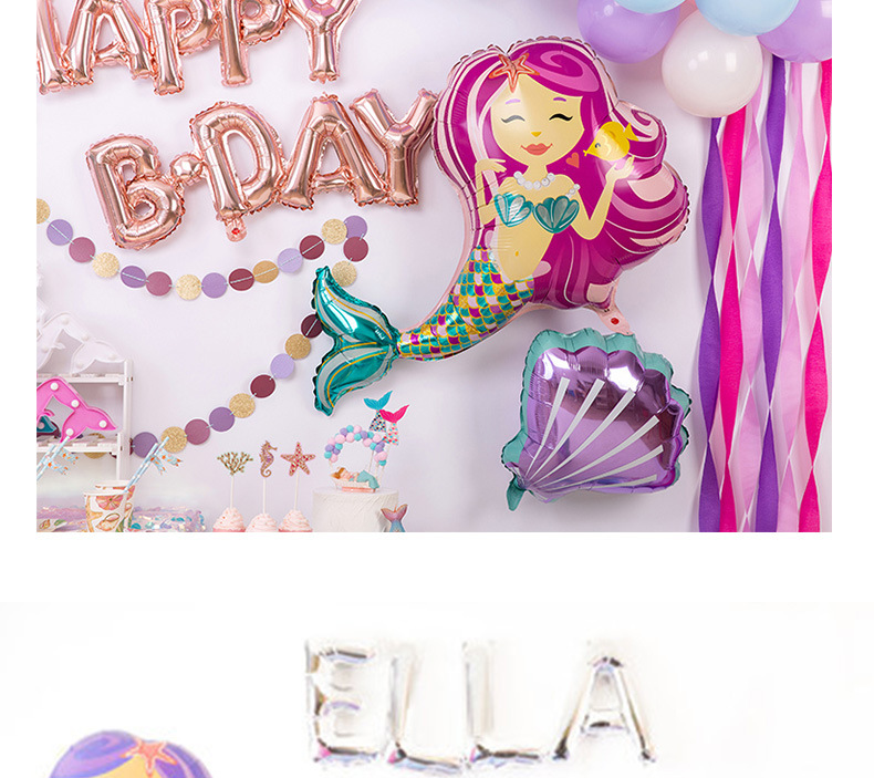 Hot Sale New Mermaid Balloon Venue Decoration Birthday Party Supplies Aluminum Film Balloon Wholesale display picture 8