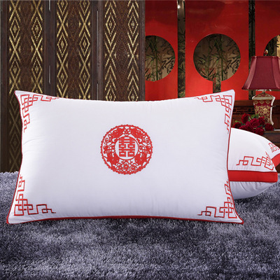 婚慶全棉羽絲枕芯支持水洗機洗單人宿舍居家客房喜氣枕頭眠安國際