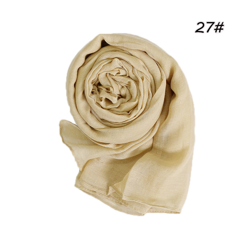 Women's Basic Lady Simple Style Solid Color Voile Cotton Linen Scarves display picture 3
