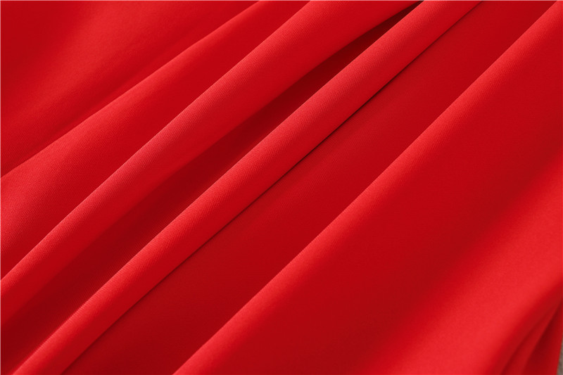 0403-06 唐嫣同款领口订珠系带收腰裙SML码颜色黑色红