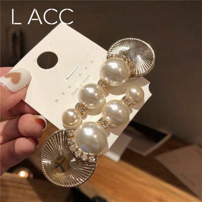the republic of korea Dongdaemun fairy shell Pearl Hairpin girl student Edge clamp Hairdressing Word folder Liuhaijia Pearl Duckbill