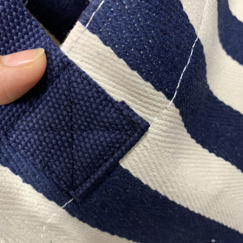 New Korean style simple striped canvas waterproof portable shoulder bag for women, environmentally friendly snack lunch bag, fashionable mommy bag