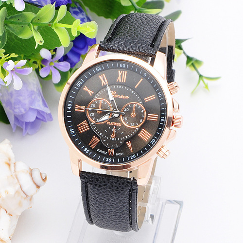 Three-Eye Retro GENEVA Swiss Student Couple's Matching Watches for Men and Women, Leather Strap Quartz Fashion Watches