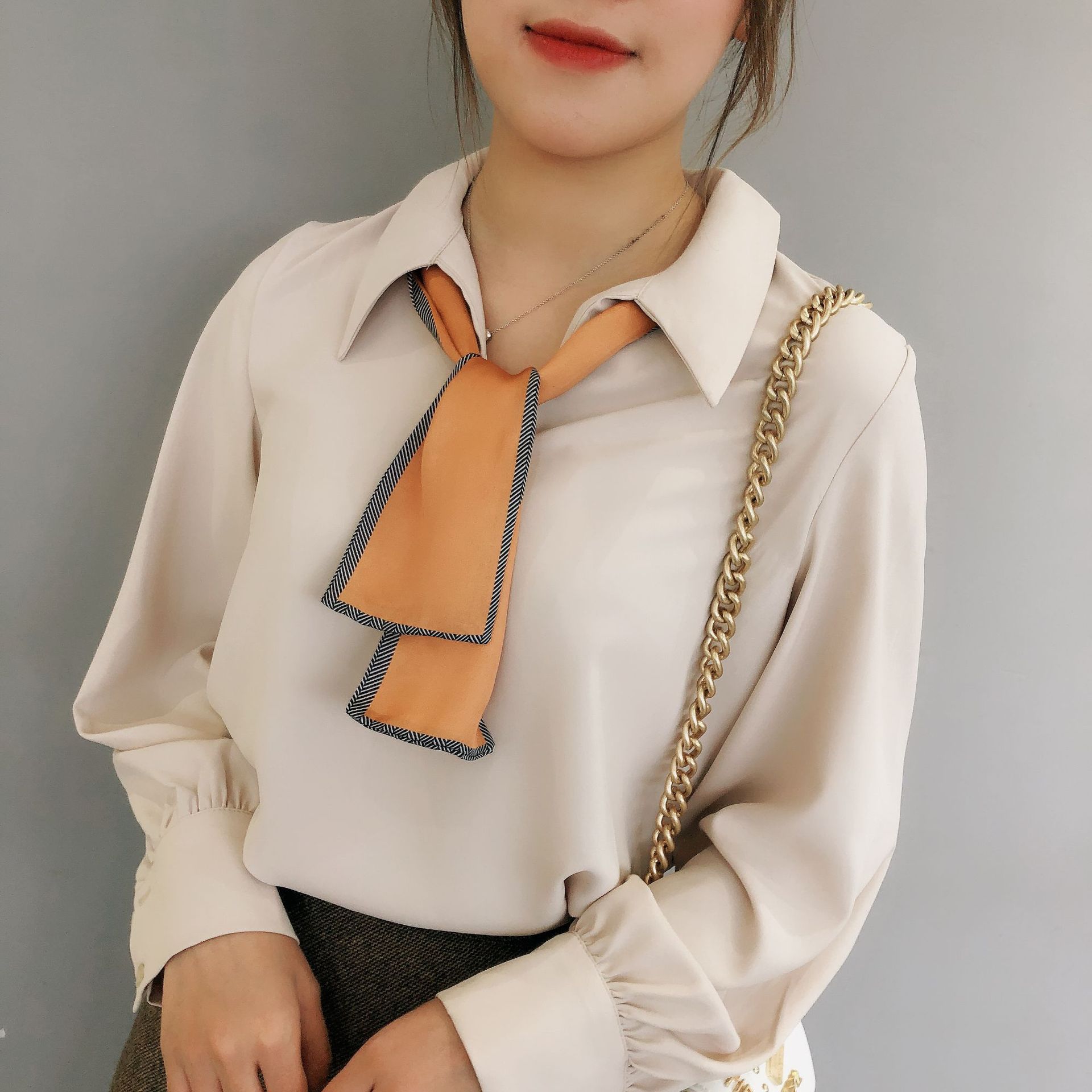 Korean Pure Color Retro Scarf Tie display picture 14