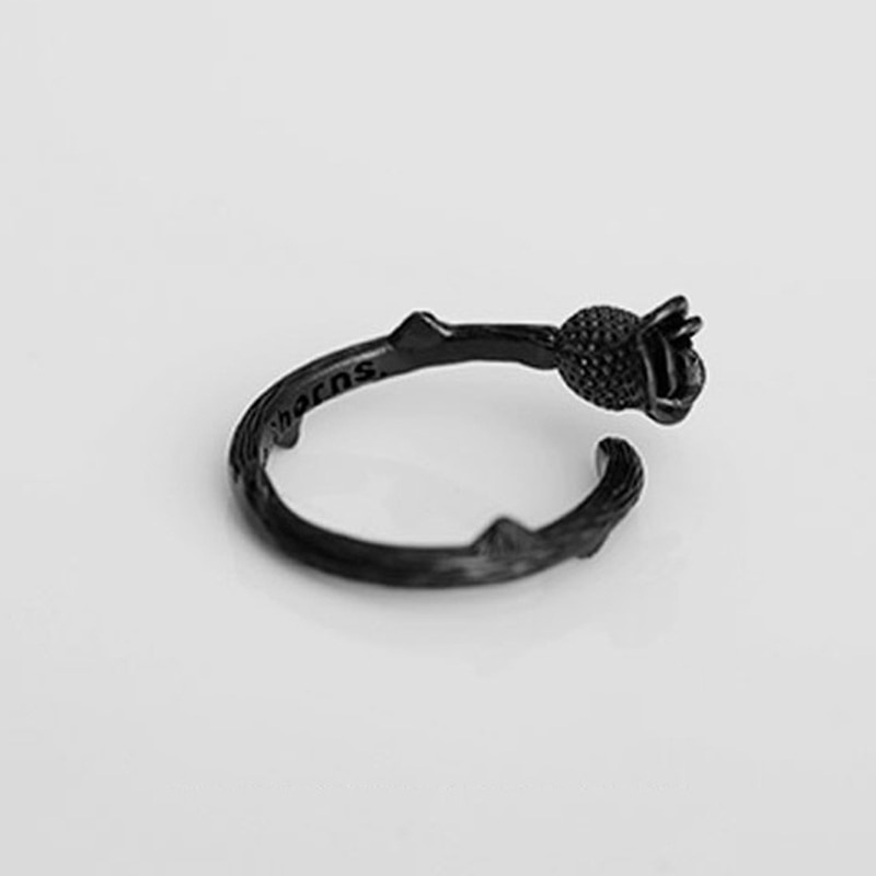 Verstelbare bandring met roos in gunmetal voor dames_voghion.com