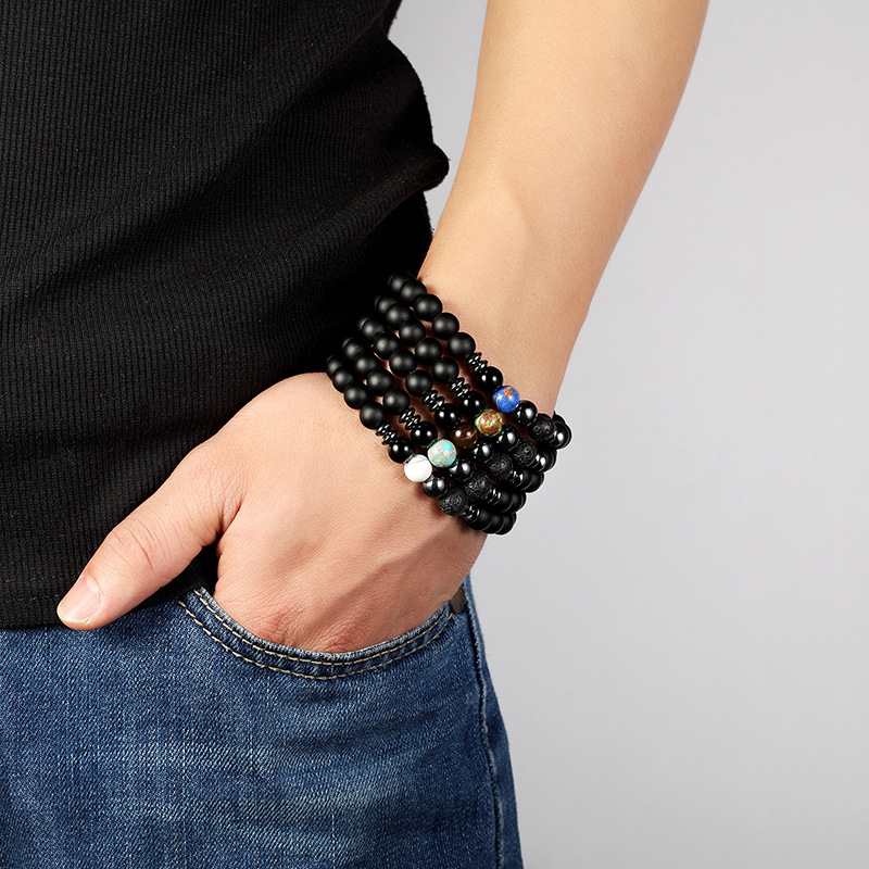 Round Pattern Simple Style Round Beaded Men's Bracelets Men Beaded Bracelets