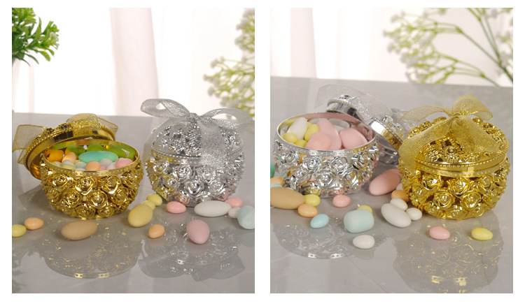 Factory direct supply of hollowed-out gold-plated candy boxes, aromatherapy boxes, jewelry storage boxes, wedding candy boxes, wedding supplies wholesale detail image 2