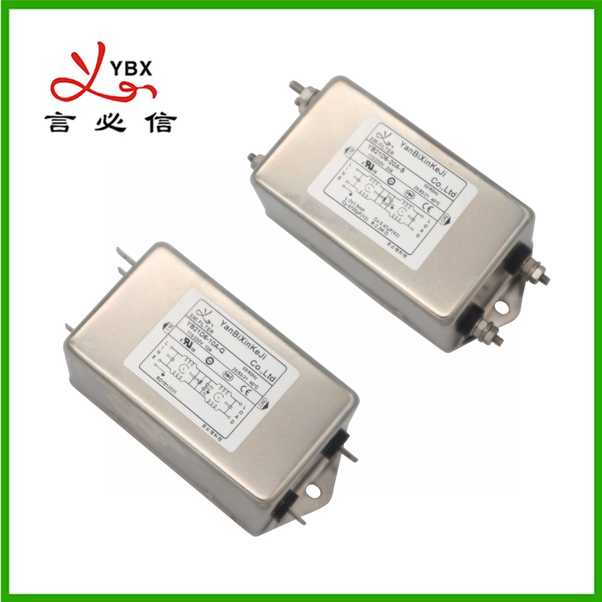 YANBIXIN电源滤波器EMI单相交流螺栓滤波器30A加强型抗干扰滤波器