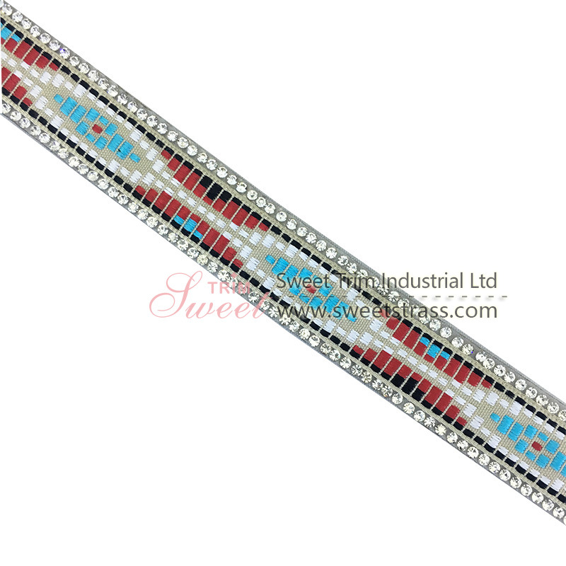 销售背胶织带条钻 热熔背胶排钻烫钻条服装辅料