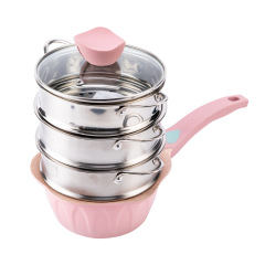 Wholesale stainless steel steamer basket 16cm-24cm electric cooking pot milk pot with steamed buns double-ear steamer for home use