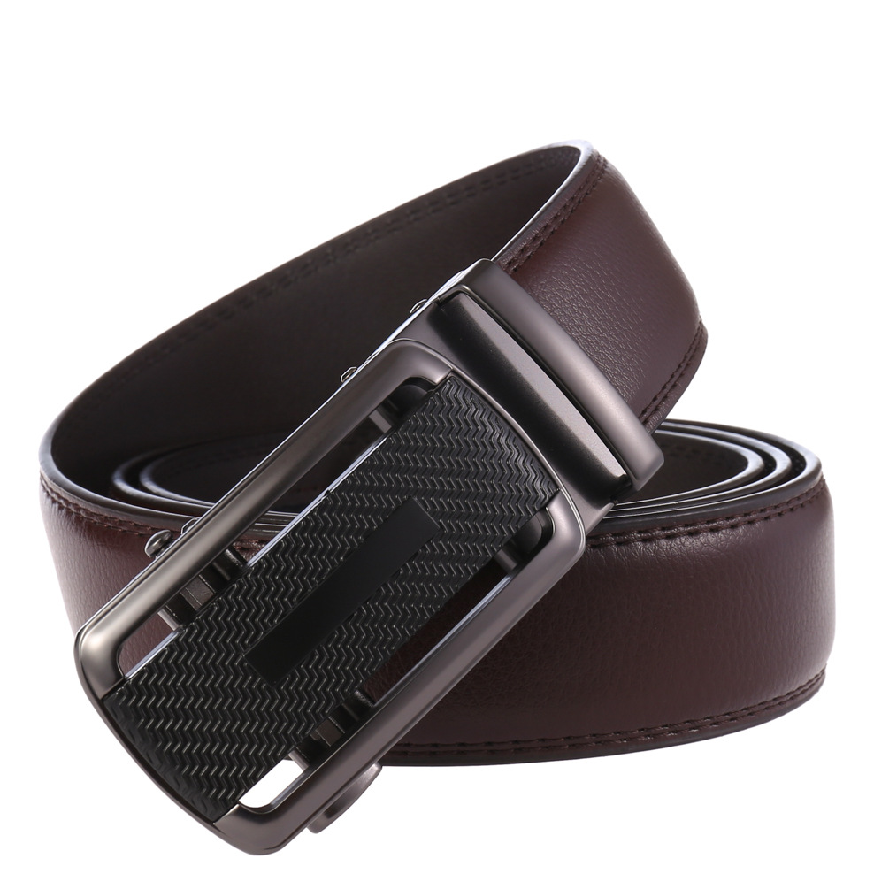 Minimalist Retro Leather Belt For Men With Automatic Buckle_voghion.com