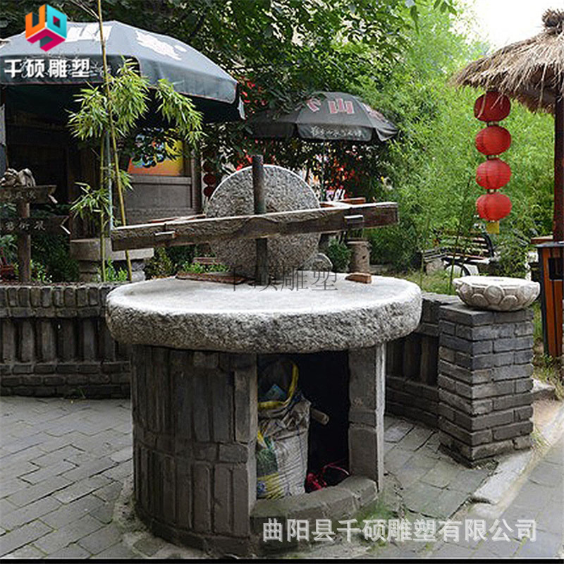 现货花岗岩仿古石磨石材雕刻做旧石碾子石雕碾盘庭院景观装饰摆件-阿里巴巴