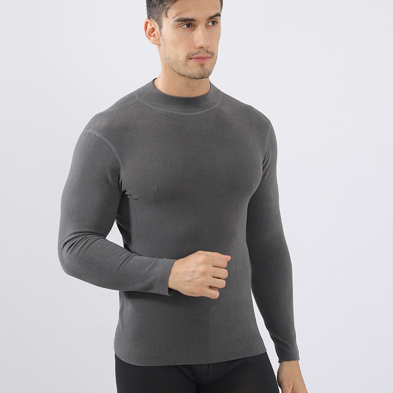 秋冬季男士无痕保暖上衣中老年高领打底衫贴身紧身发热纤维秋衣|ms