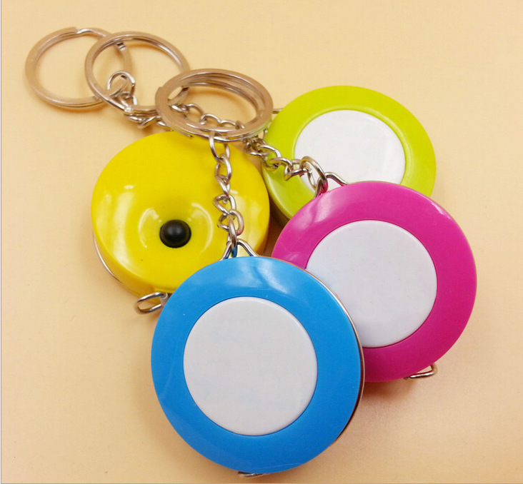 钥匙链圆形迷你伸缩塑料软尺子小卷尺 卷尺量衣皮尺1.5米