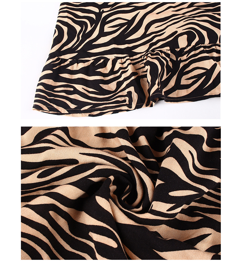 women s spring and summer new leopard print V-neck three-quarter sleeve dress NSKA1344