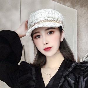Hat children’s Korean fashion chain small fragrance style Navy hat in autumn and winter retro assorted tweed Beret
