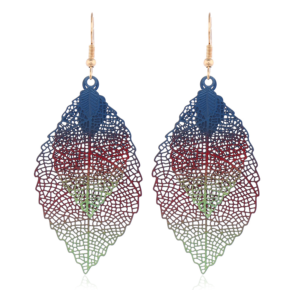 Casual Retro Leaves Metal Plating Hollow Out Women's Drop Earrings display picture 5