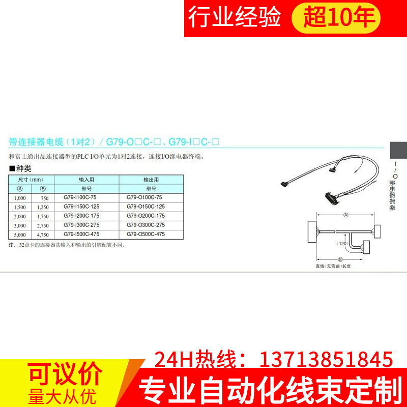 omron一对二连接电缆：G79-I400C-75/G79-O400C-75（已测试）