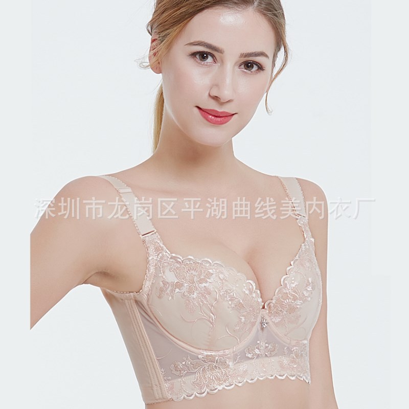 高端功能性塑形按摩文胸女特妮丝刺绣记忆钢圈侧收消副乳聚拢内衣