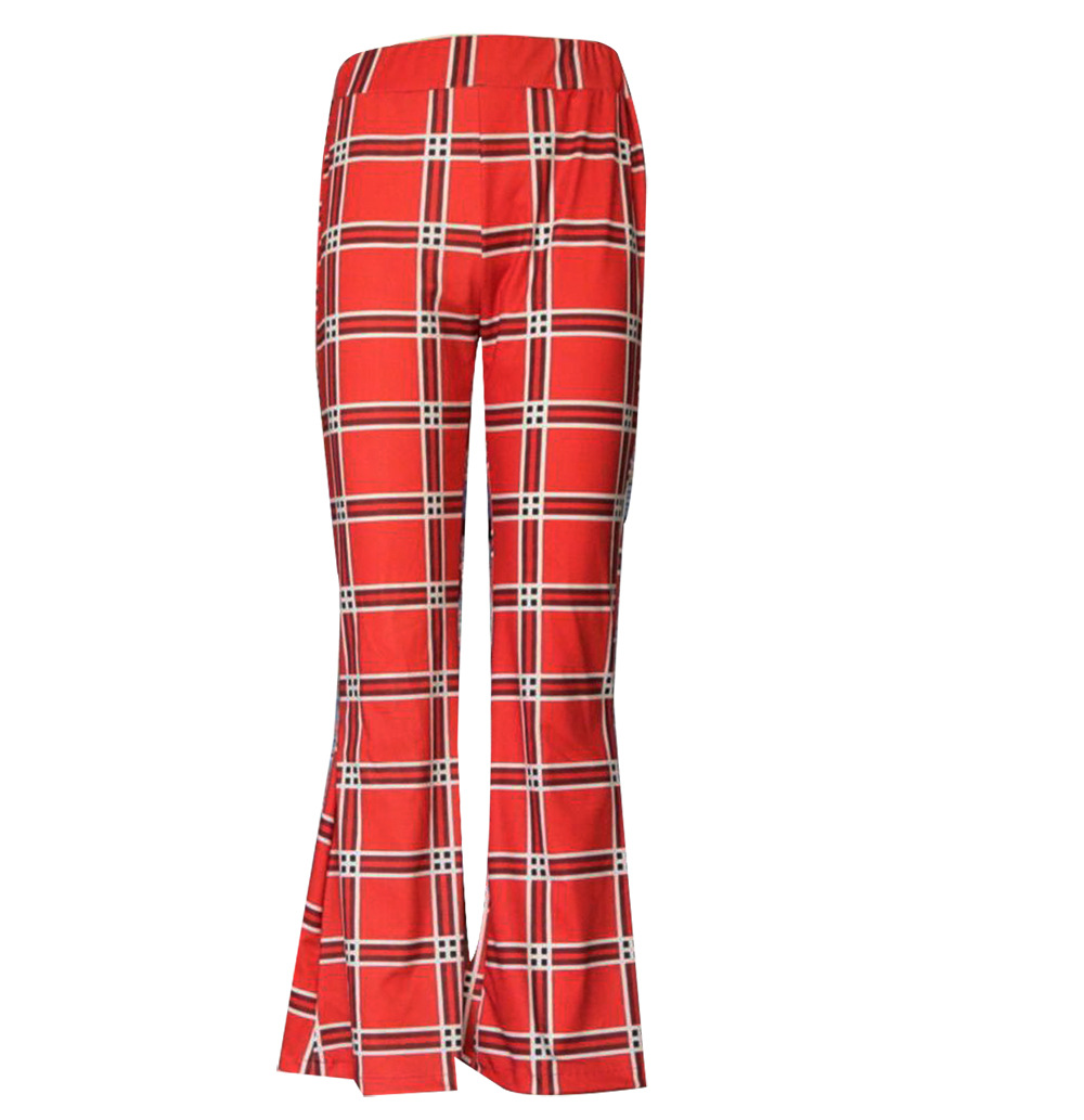 Fashion Plaid Split Slim Pants NSCZ38823