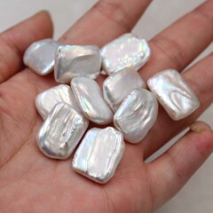 大顆長方形大方塊天然異形珍珠DIY散珠半成品巴洛克風格強光15-20