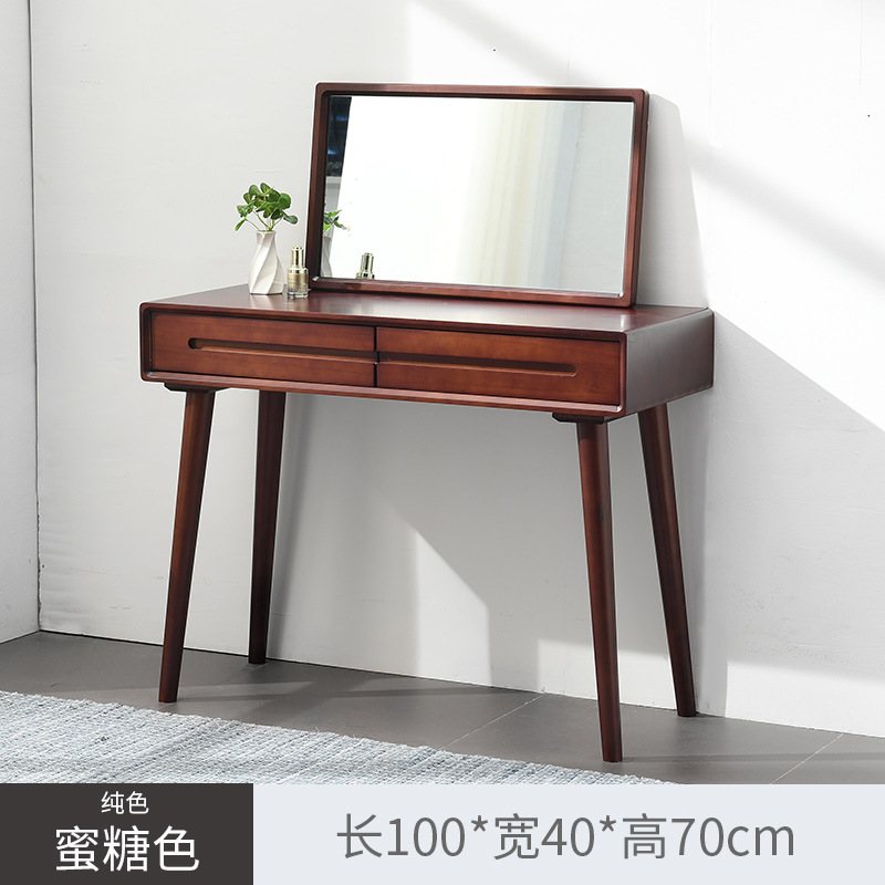 厂家直销 北欧实木家具网红梳妆台 胡桃木书桌一桌两用一件代发|ru