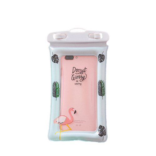 Outdoor rafting PVC air bag mobile phone case Water Splashing Festival travel flamingo touch screen inflatable waterproof bag mobile phone