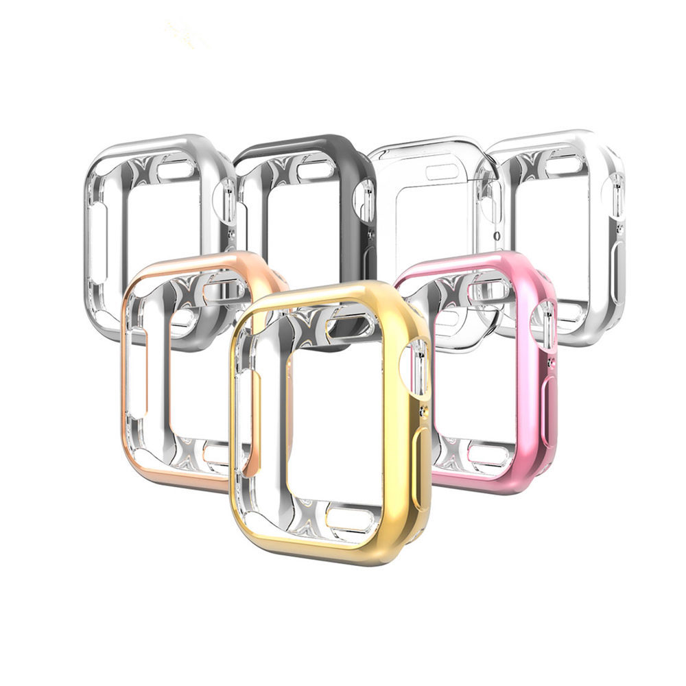 适用苹果手表iwatch5半包电镀保护套TPU方孔apple watch4表壳23代