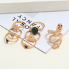 Set, ring emerald, European style, suitable for import, with gem