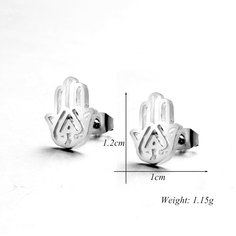 Simple Style Hand Of Fatima Stainless Steel Plating Ear Studs 1 Pair display picture 9