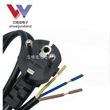 现货直供 欧规电源线 三芯欧标插头线0.75平方 AC单头欧式电源线