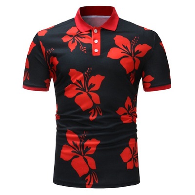 2018夏季新款外贸速卖通Ebay男士休闲时尚POLO衫-T355-P35 黑红