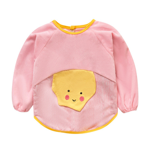 Baby eating smock crystal velvet girl autumn and winter children's apron long-sleeved waterproof boy bib baby reverse dressing