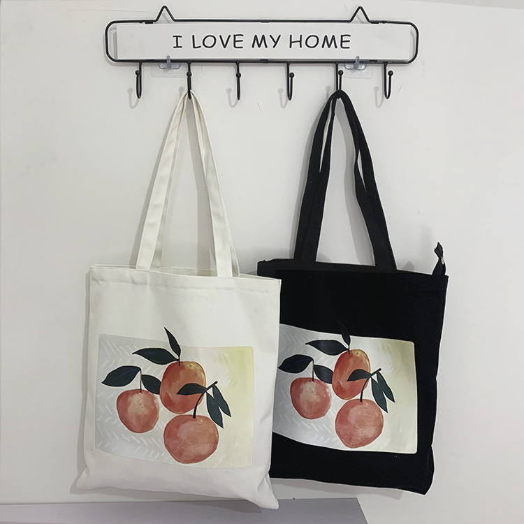 Nuevo verano versátil naranja bolsa de lona impresa estudiante de doble uso bolsa elegante bolsa de lona portátil