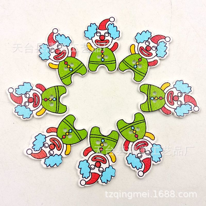 13 fondo blanco pintado Navidad botones de madera lindo decorativo de madera de dibujos animados de Navidad